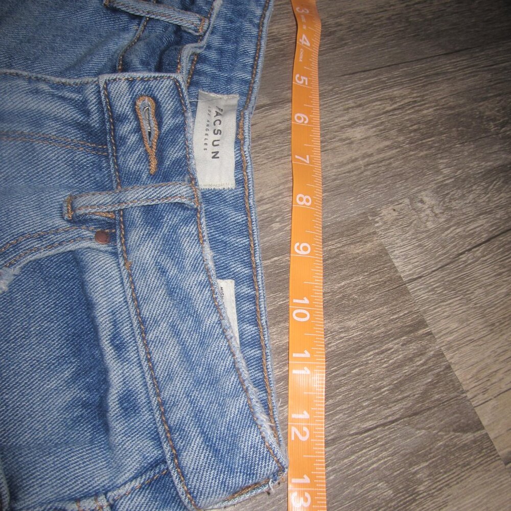 PacSun Women's High Rise Jean Shorts with Floral Stitching - Picture 3 of 7